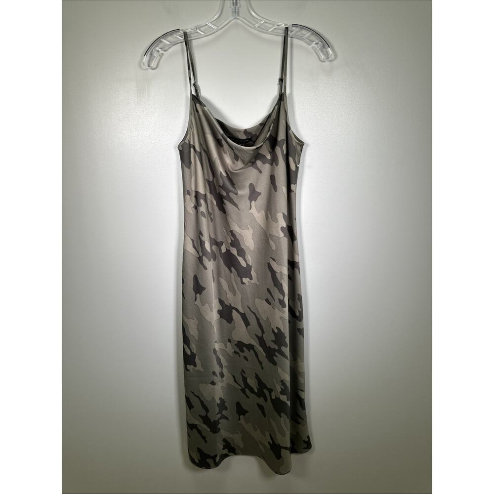 Banana Republic Cowl Neck Slip Dress S Camo Camoflage Green Spahghetti Strap Y2K